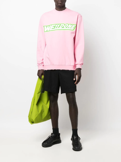 Shop We11 Done Logo-print Cotton Sweatshirt In Pink