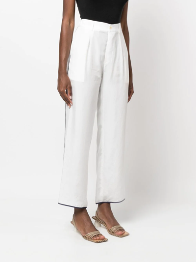 Shop Jejia Contrasting-trim Detail Trousers In White