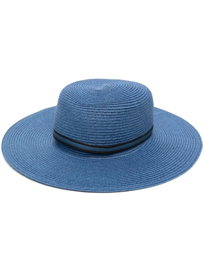 Shop Borsalino Wide-brim Detail Sun Hat In Blue