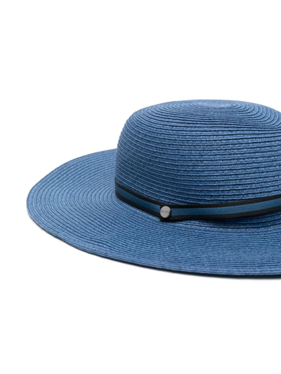 Shop Borsalino Wide-brim Detail Sun Hat In Blue