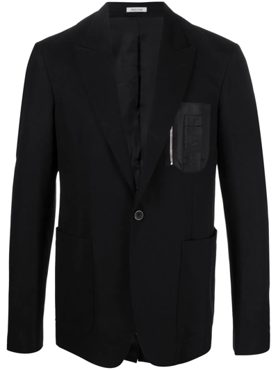 Shop Alexander Mcqueen Chest Zip-pocket Detail Blazer In Black