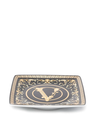 Versace Virtus Gala Black Canape Dish In Black