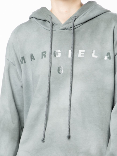 Shop Mm6 Maison Margiela Logo Tie-dye Print Hoodie In Grün
