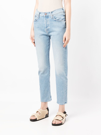 Shop Mother High-waisted Straight Jeans In Blau