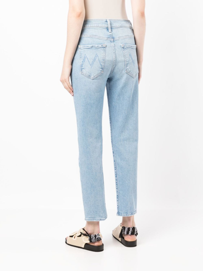 Shop Mother High-waisted Straight Jeans In Blau