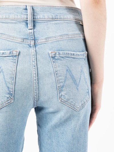 Shop Mother High-waisted Straight Jeans In Blau