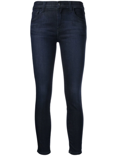 Shop J Brand Mid-rise Cropped Jeans In Blue