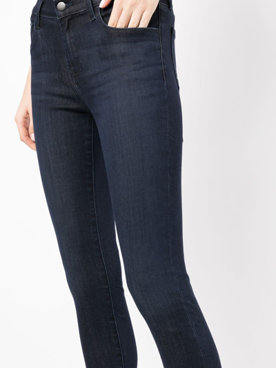 Shop J Brand Mid-rise Cropped Jeans In Blue