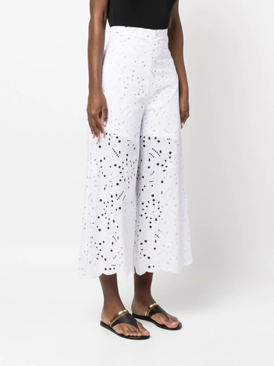 Shop D-exterior Broderie-anglaise Cropped Trousers In White
