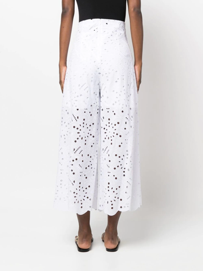 Shop D-exterior Broderie-anglaise Cropped Trousers In White