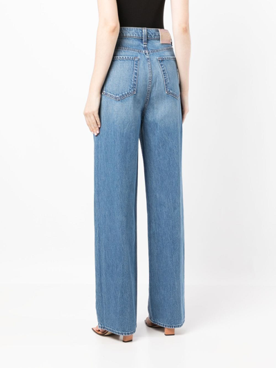 Shop Mother High-rise Wide-leg Jeans In Blue