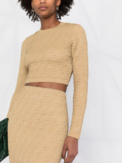 Fendi Ff Metallic Threaded Jumper In Gold