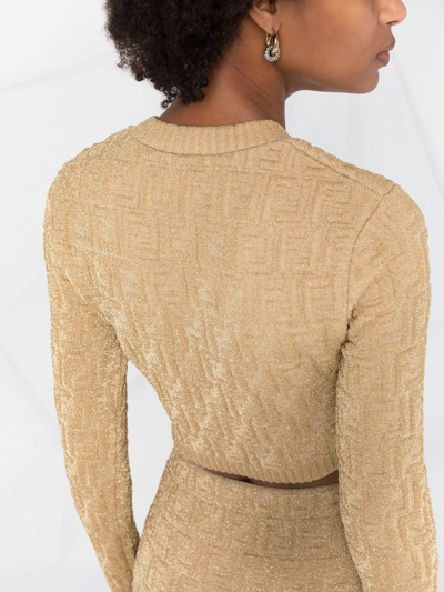 Fendi Ff Metallic Threaded Jumper In Gold