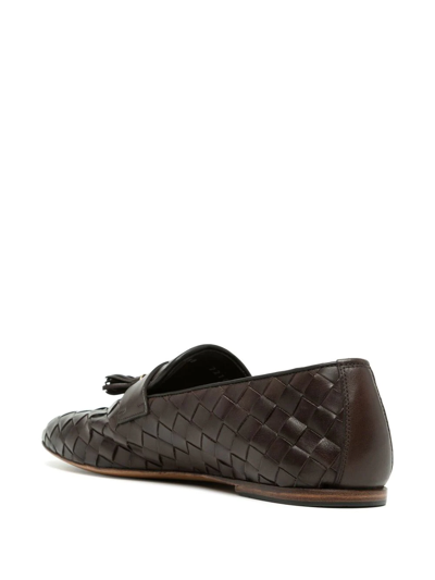 Shop Barrett Interwoven Tasselled Leather Loafers In Braun