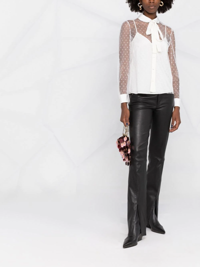Shop Red Valentino Point D'esprit Long-sleeved Blouse In Weiss