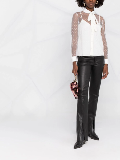 Red Valentino Point D'esprit Long-sleeved Blouse In Weiss