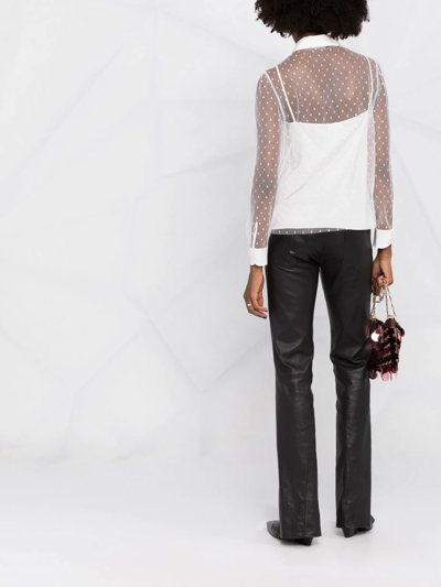 Red Valentino Point D'esprit Long-sleeved Blouse In Weiss