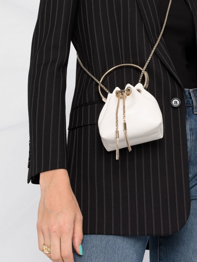 Jimmy Choo Micro Bon Bon Tote Bag In Weiss