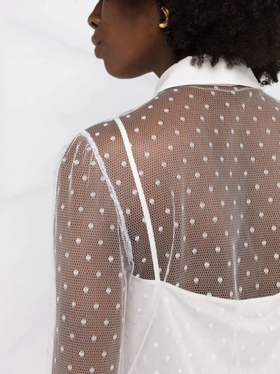 Red Valentino Point D'esprit Long-sleeved Blouse In Weiss