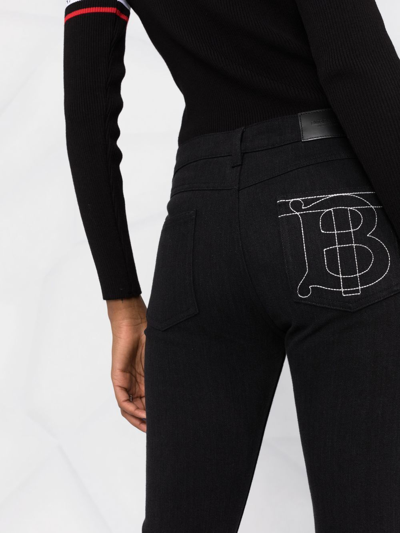 Shop Burberry Tb Monogram Skinny Jeans In Schwarz