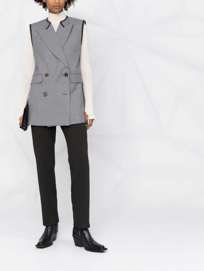 Shop Alexander Mcqueen Peak Lapels Double-breasted Vest In Grey