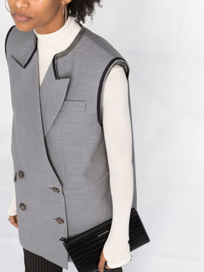 Shop Alexander Mcqueen Peak Lapels Double-breasted Vest In Grey