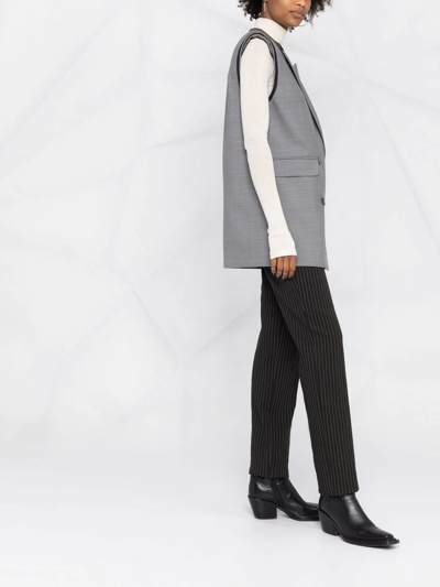 Shop Alexander Mcqueen Peak Lapels Double-breasted Vest In Grey