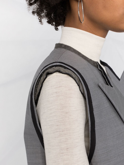 Shop Alexander Mcqueen Peak Lapels Double-breasted Vest In Grey