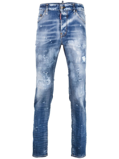 Dsquared2 Dan Ripped Slim-fit Jeans In Blau