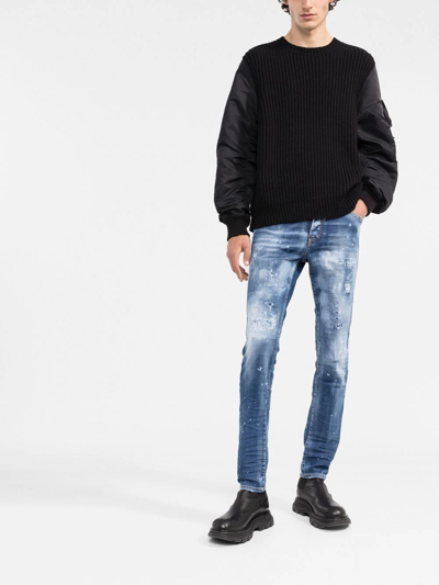 Dsquared2 Dan Ripped Slim-fit Jeans In Blau