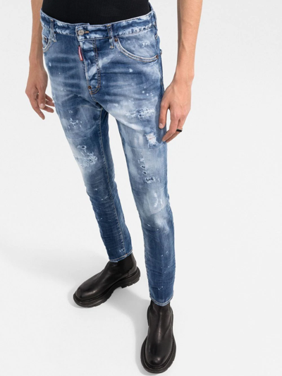 Dsquared2 Dan Ripped Slim-fit Jeans In Blau