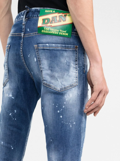Dsquared2 Dan Ripped Slim-fit Jeans In Blau