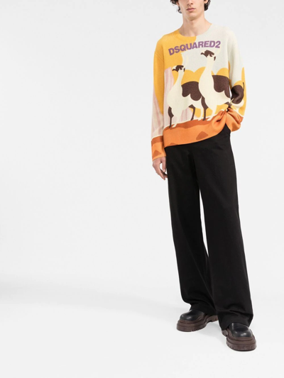 Shop Dsquared2 Llama Country Knitted Jumper In Gelb
