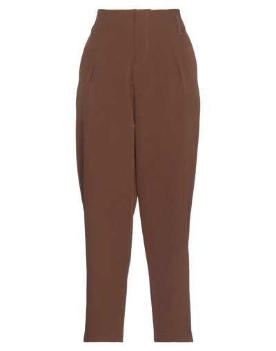 Shop Actualee Woman Pants Brown Size 4 Polyester, Elastane