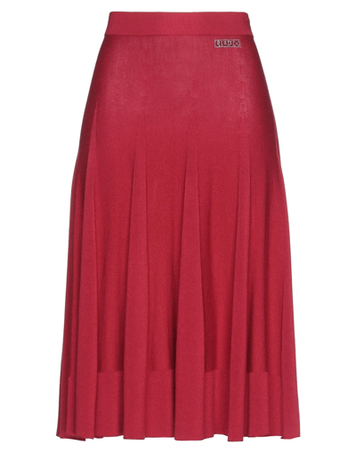 Shop Liu •jo Woman Midi Skirt Red Size S Viscose, Polyamide