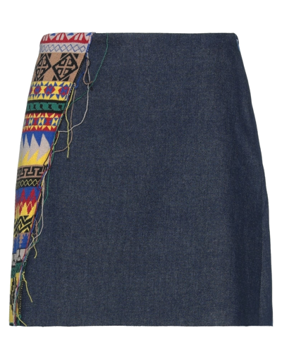 Shop Akep Woman Denim Skirt Blue Size 8 Cotton, Merino Wool, Acrylic