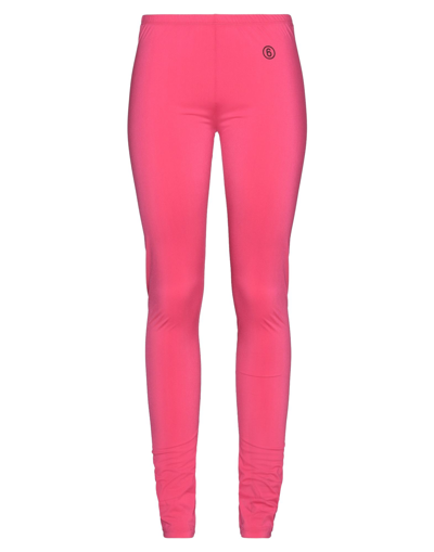 Shop Mm6 Maison Margiela Woman Leggings Fuchsia Size S Polyamide, Elastane In Pink