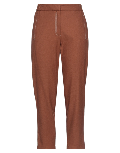 Shop Ottod'ame Woman Pants Brown Size 8 Polyester, Viscose, Wool, Elastane