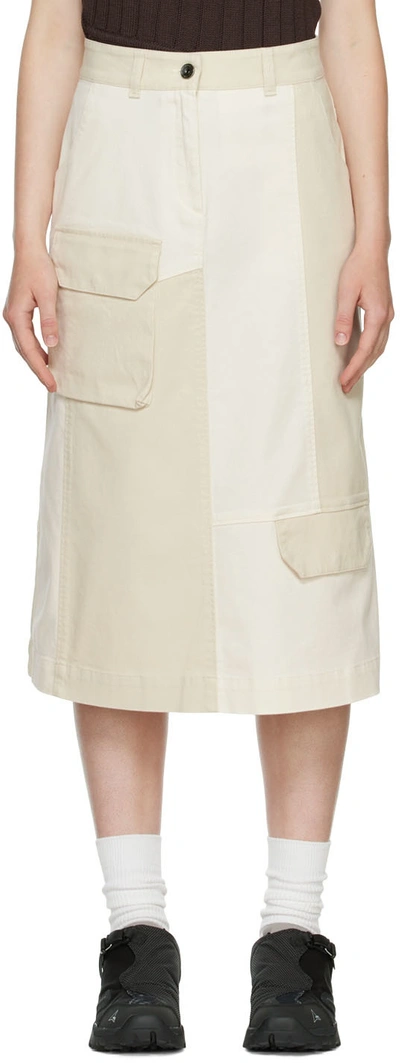 Danielle Cathari White Cotton Midi Skirt In 858 Two-toned Cream | ModeSens