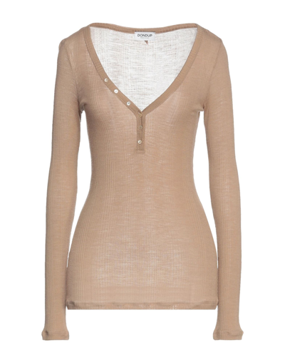 Shop Dondup Woman Sweater Camel Size M Wool, Silk In Beige