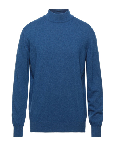 Shop Giulio Corsari Man Turtleneck Azure Size M Wool, Viscose, Polyamide, Cashmere In Blue