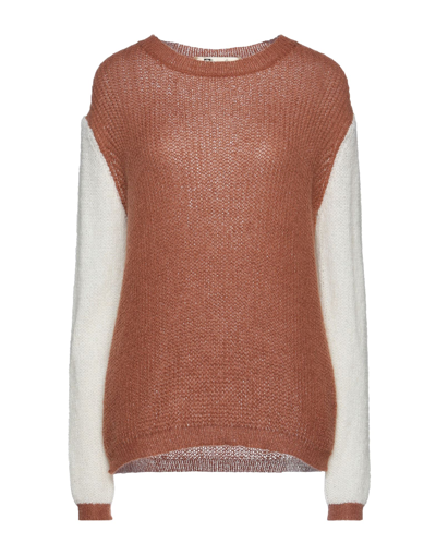 Shop Ebarrito Woman Sweater Camel Size Onesize Acrylic, Polyamide, Wool, Mohair Wool In Beige
