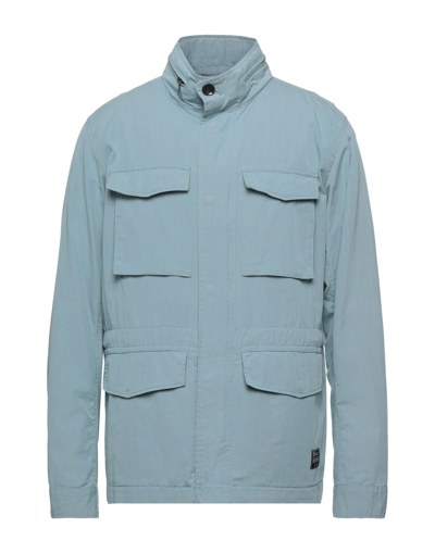 Shop Adhoc Man Jacket Pastel Blue Size 40 Cotton, Polyamide