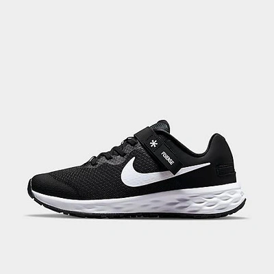 Shop Nike Big Kids' Revolution 6 Flyease Running Shoes In Black/dark Smoke Grey/white