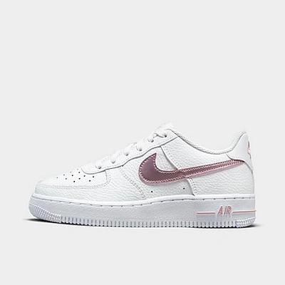Shop Nike Big Kids' Air Force 1 Low Casual Shoes In White/pink Glaze