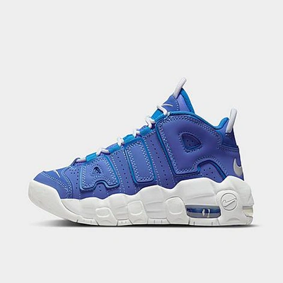 Shop Nike Boys' Little Kids' Air More Uptempo Basketball Shoes In Medium Blue/white/battle Blue