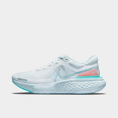 Shop Nike Women's Zoomx Invincible Run Flyknit Running Shoes In White/dynamic Turquoise/lava Glow/hydrogen Blue