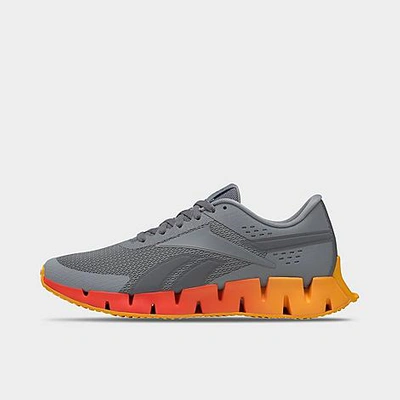 Shop Reebok Men's Zig Dynamica Running Shoes In Grey/orange/yellow