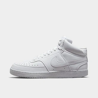 Shop Nike Men's Court Vision Mid Next Nature Casual Shoes In White/white/white