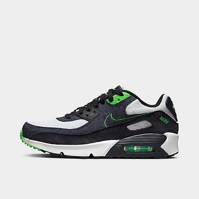 Shop Nike Big Kids' Air Max 90 Ltr Se Casual Shoes In Black/obsidian/scream Green/summit White